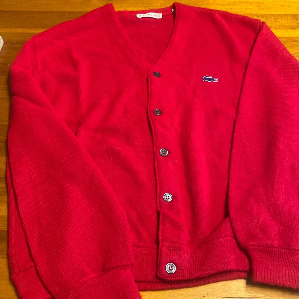 (C). Vintage Izod red cardigan
